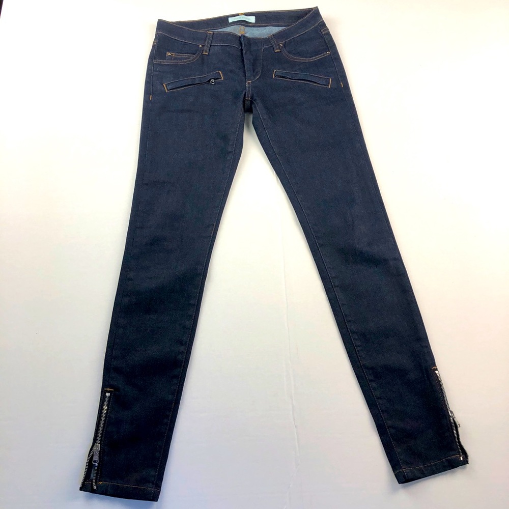 Pierre Balmain low rise black jeans ankle zippers 26
